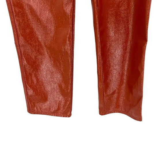 Aritzia Wilfred Shirley Pant Vegan Patent Leather Rust Brown Size 4 - Picture 6 of 13